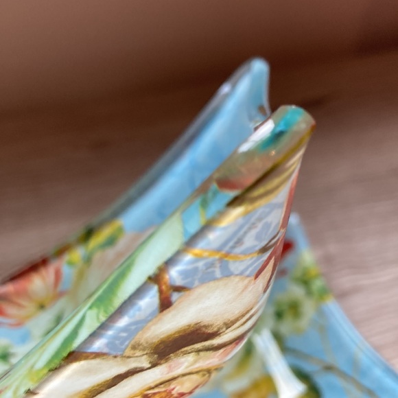 Lisa Audit square (2) glass bowls butterflies pivoine - Picture 10 of 13